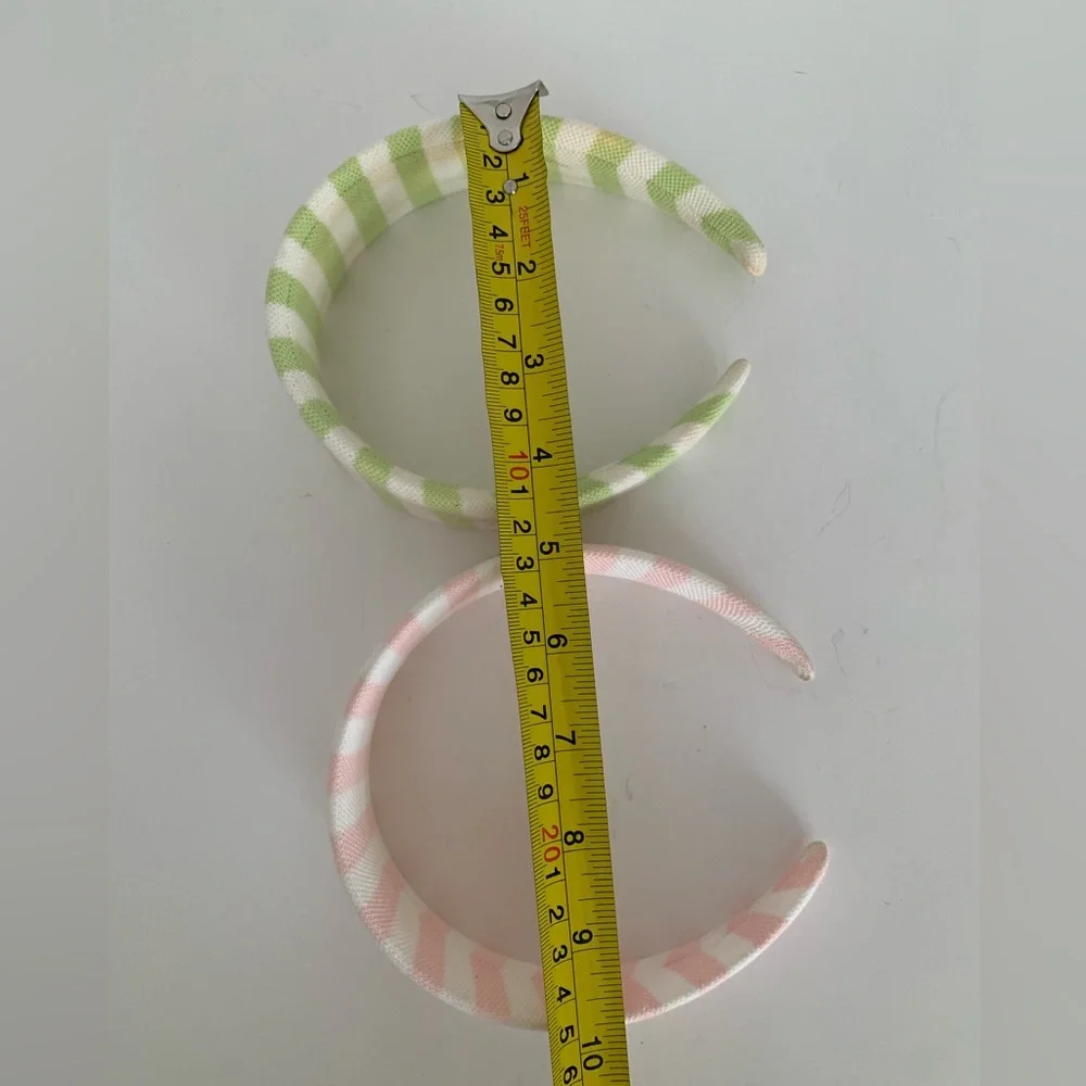Lacoste Kids Striped Wide Headbands Lot  Pink Green White Embroidered Logo Girls